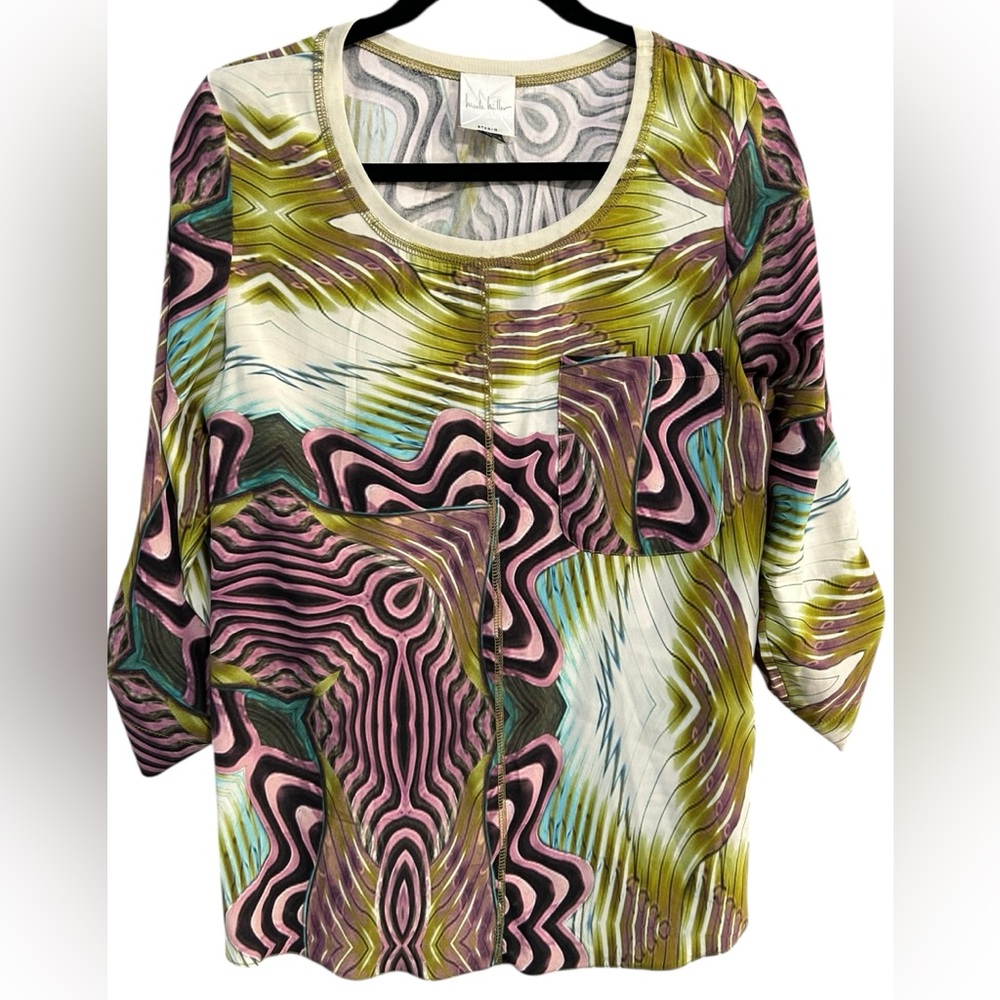 Y2K Retro Vintage Women’s Nicole Miller Studio Funky Artsy WhimsiGoth Silk Top S